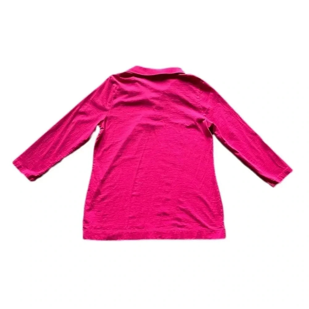 Kim Rogers Perfectly Soft 3/4 Sleeve Women’s Pink Casual Shirt Medium - Picture 2 of 9